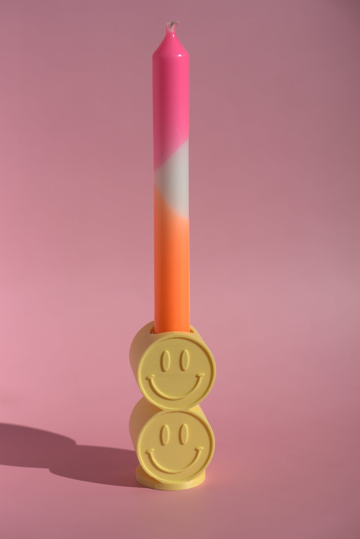 Kerzenhalter bunt Smiley - Gelb