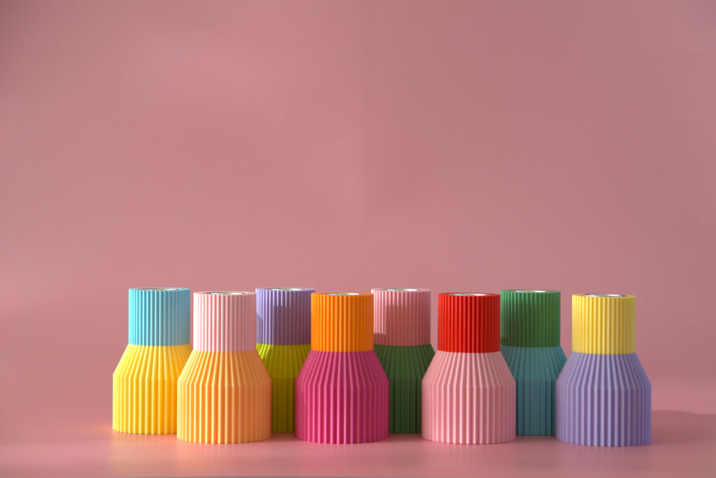 Bunter Kerzenhalter Color Block Mini - Limettengrün & Lila