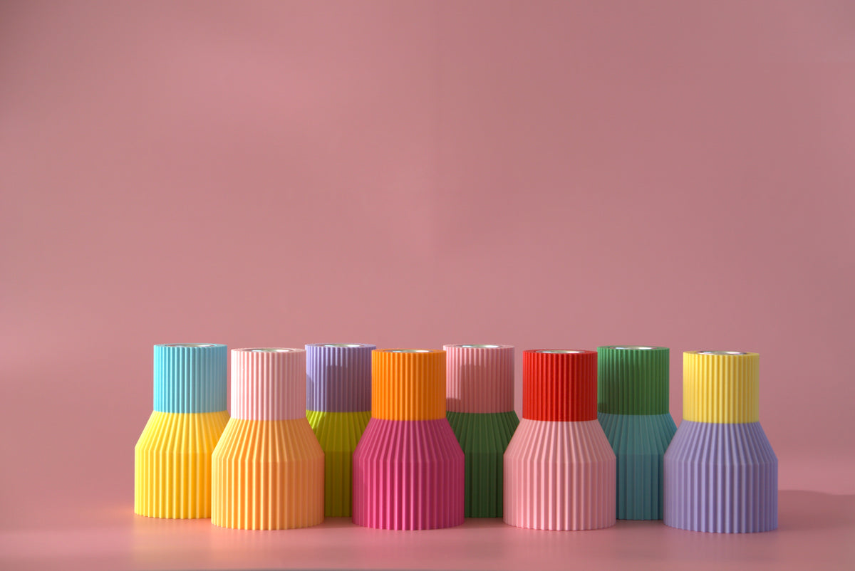 Bunter Kerzenhalter Color Block Mini - Grün & Blau