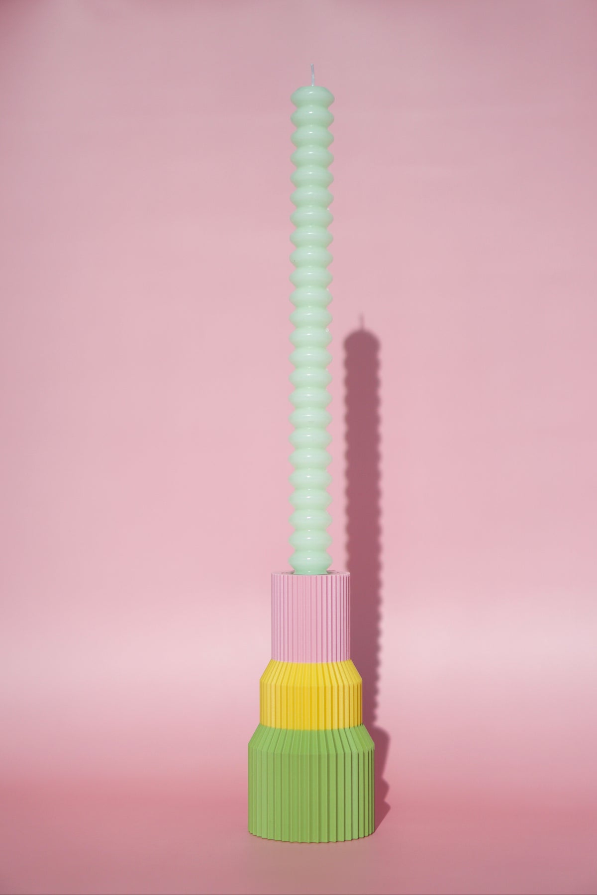 Kerzenhalter Color Block Midi - Grün, Gelb & rosa